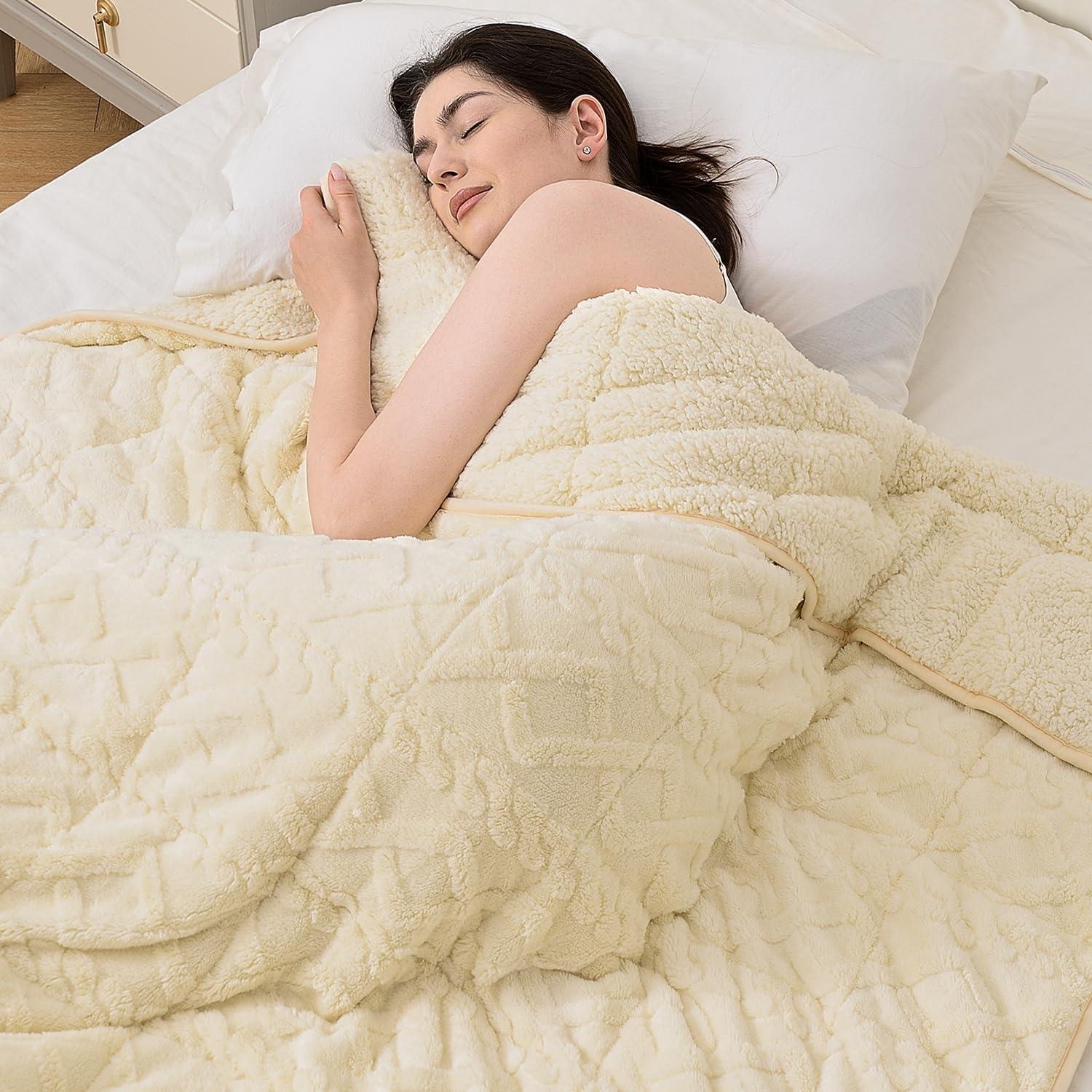 Manta con peso Topblan 7 kg Sherpa 152 x 203 cm Beige