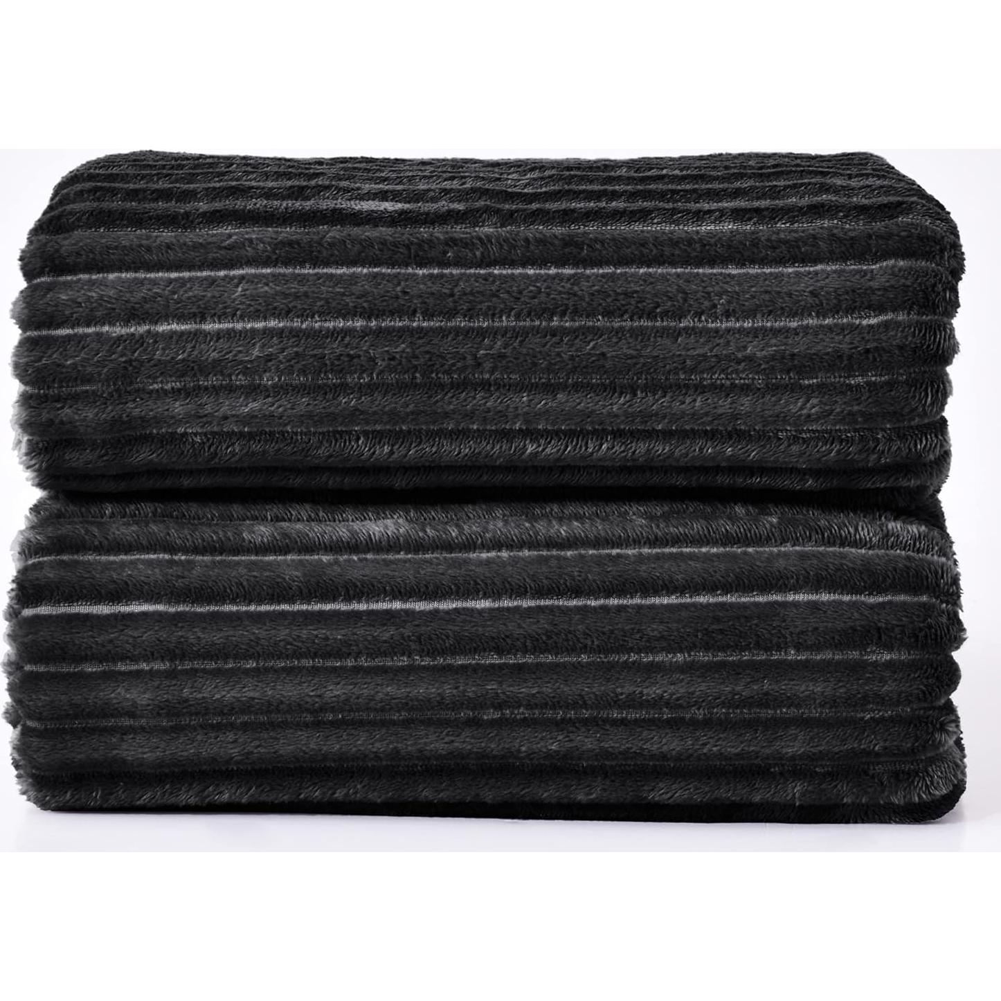 Manta de Forro BEDELITE King Jacquard Rayas 3D Suave Negro