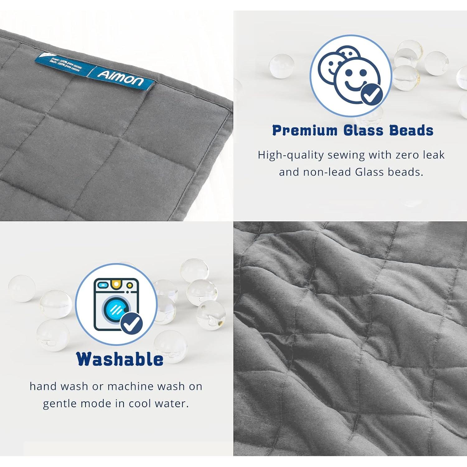 Manta con peso Aimon 1.36Kg Gris Oscuro 50x76cm Transpirable