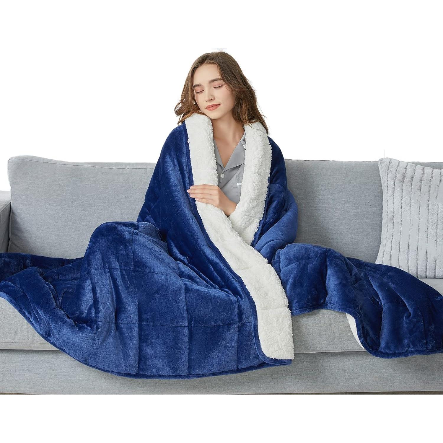 Manta con peso CYMULA Sherpa 122x183 cm 6.8 kg Marino