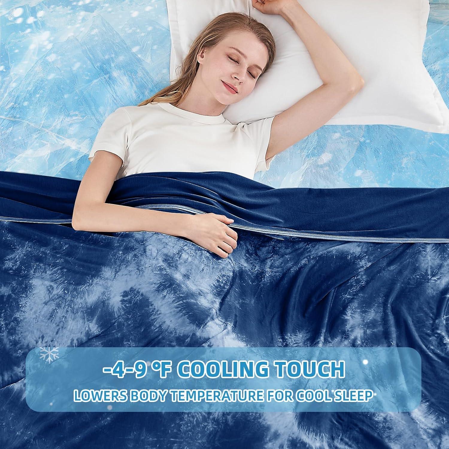 Manta Refrigerante Inhand Queen 90x90 cm Nylon Tie Dye Navy