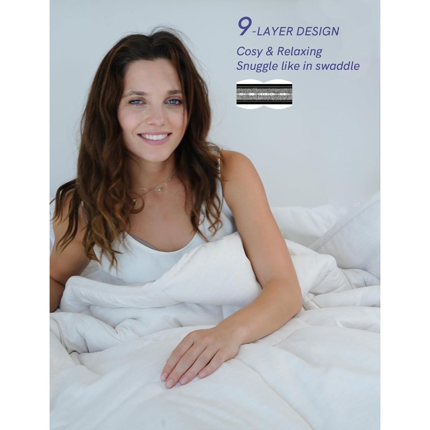 Manta con Peso YnM Reina 6.8kg 228.6x228.6cm Beige Neutro