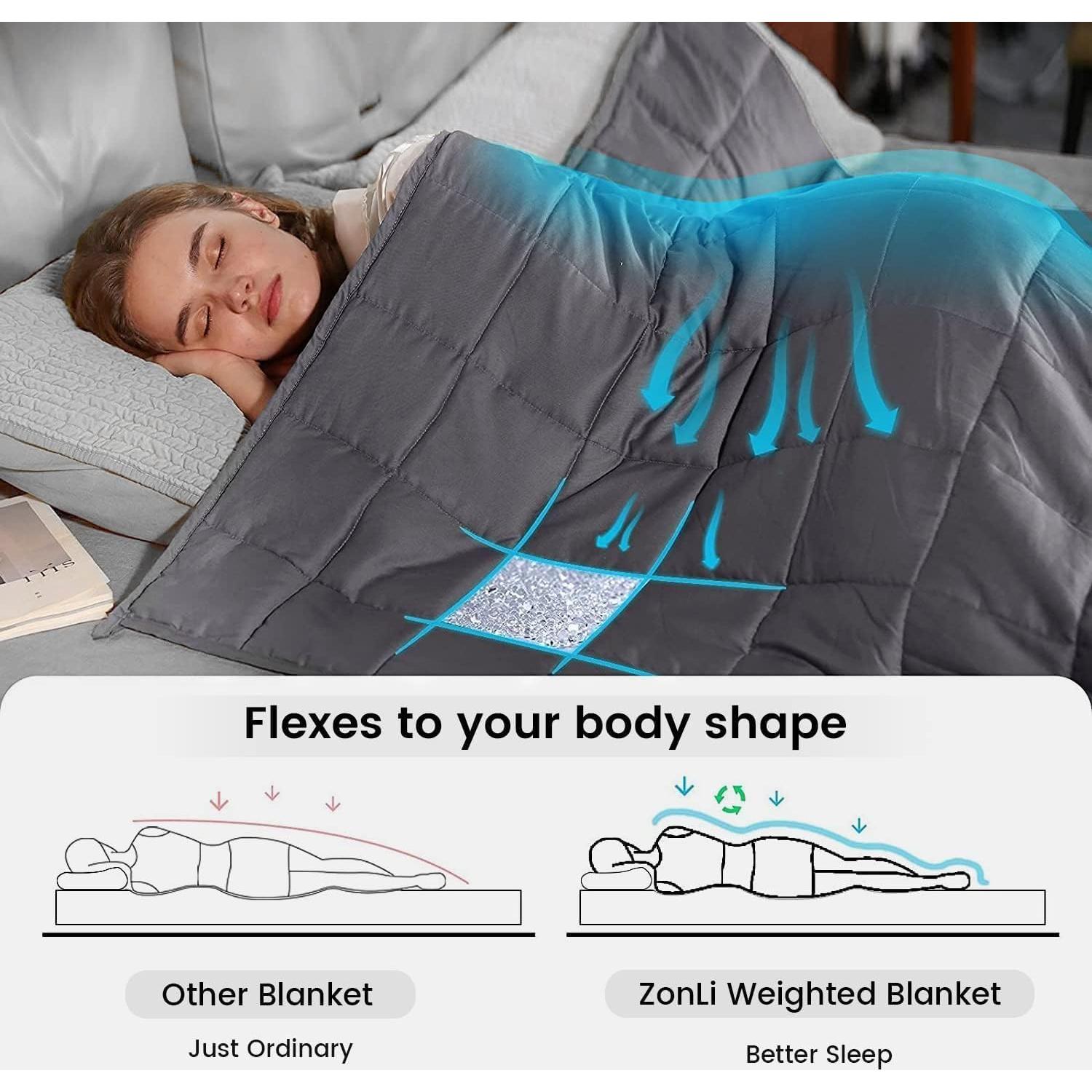 Manta con peso ZonLi Queen 152x203cm 9.07kg Gris Oscuro