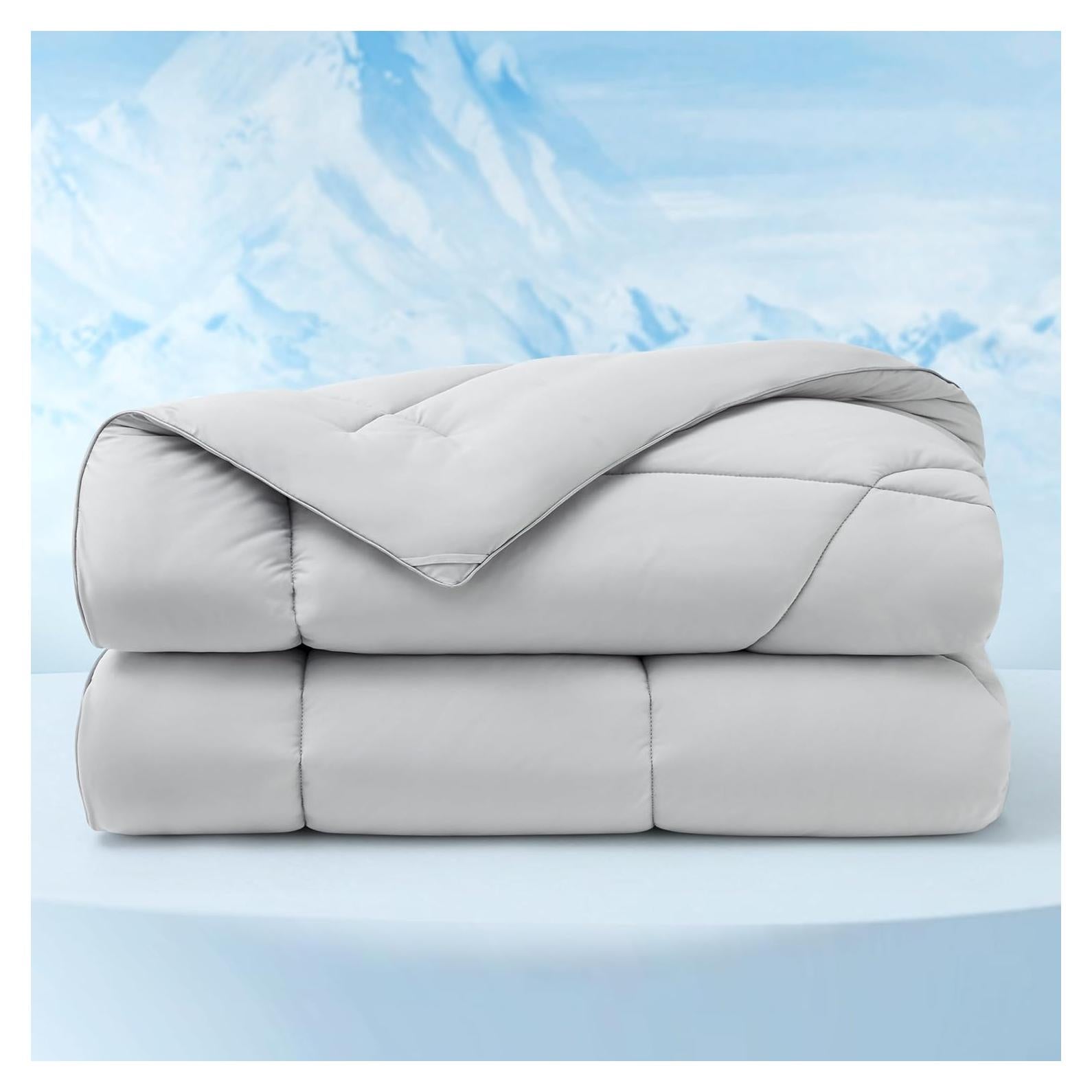 Edredón Refrigerante Bedsure Queen Gris - Manta Suave y Ligera