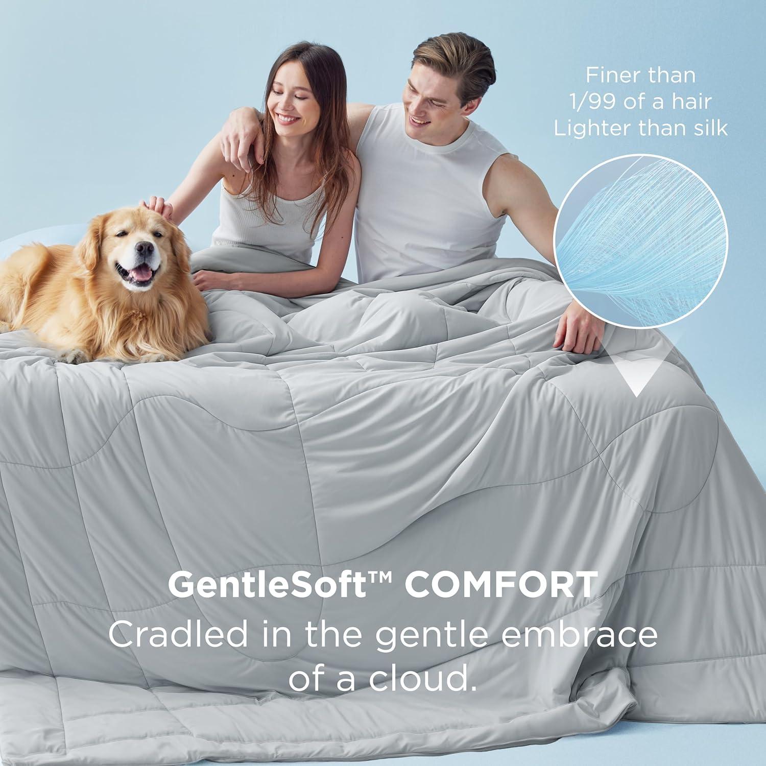 Edredón Refrigerante Bedsure Queen Gris - Manta Suave y Ligera