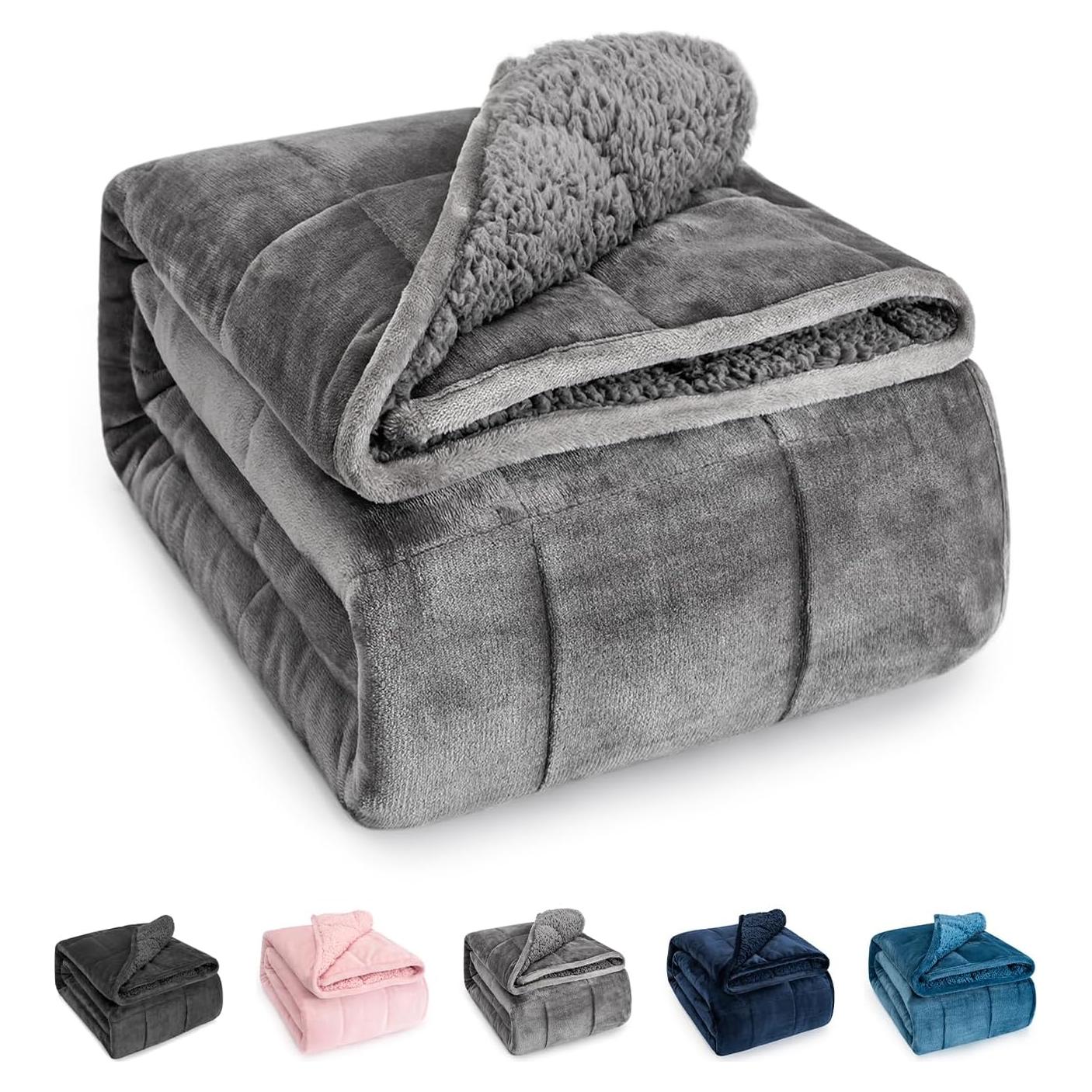 Manta pesada Sivio Sherpa 60x80" gris 6.8 kg reversible