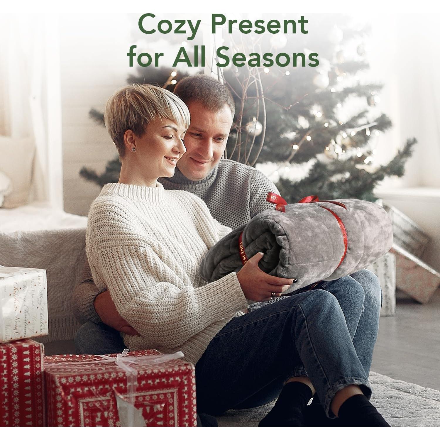 Manta pesada Sivio Sherpa 60x80" gris 6.8 kg reversible