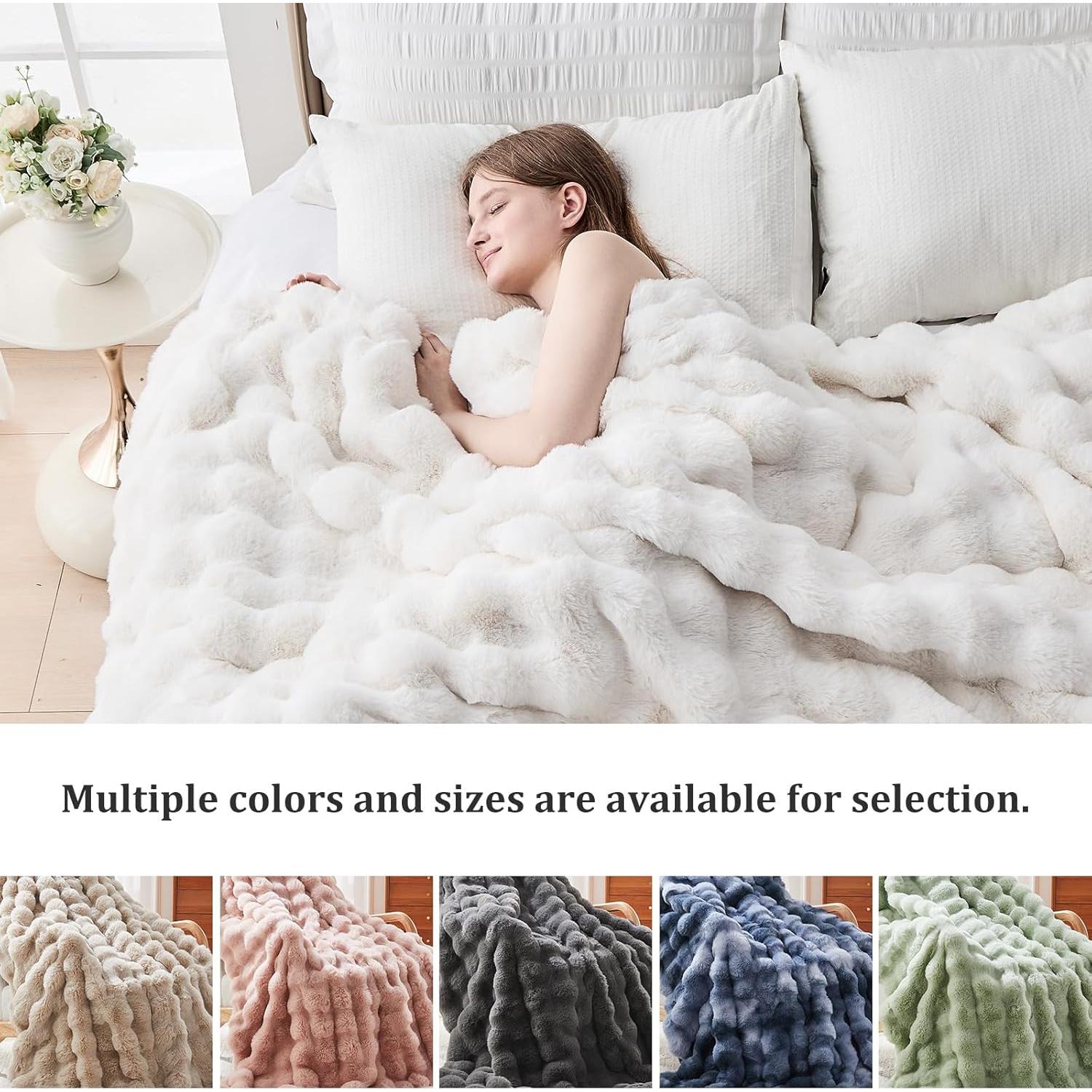 Manta de Piel Sintética SLIVERY&CHAVALIER 127x152 cm Marfil