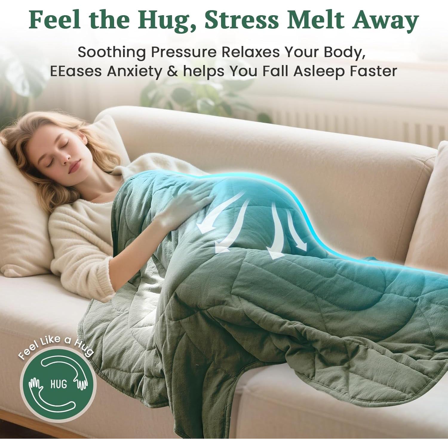 Manta con peso ZonLi 3.18 kg 132 x 109 cm Algodón Verde