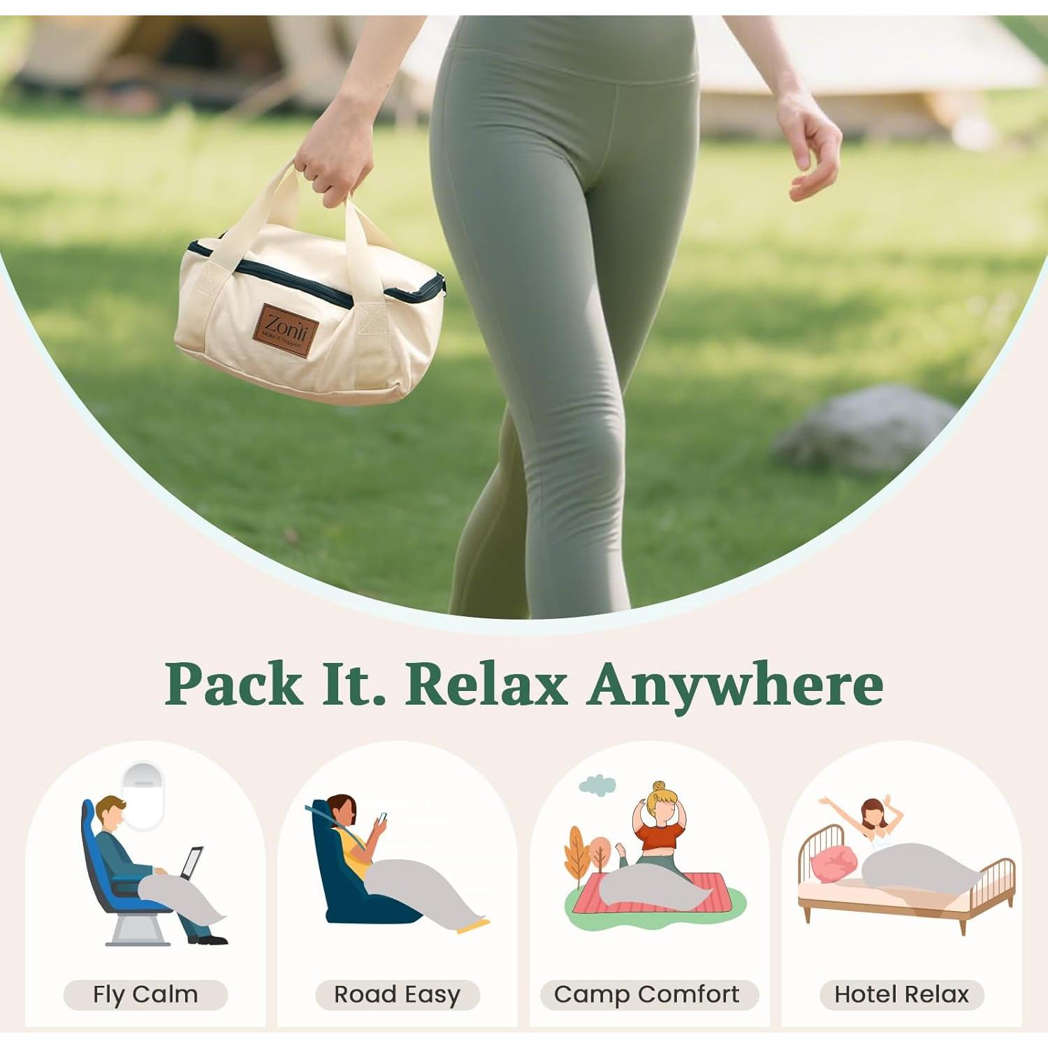 Manta con peso ZonLi 3.18 kg 132 x 109 cm Algodón Verde