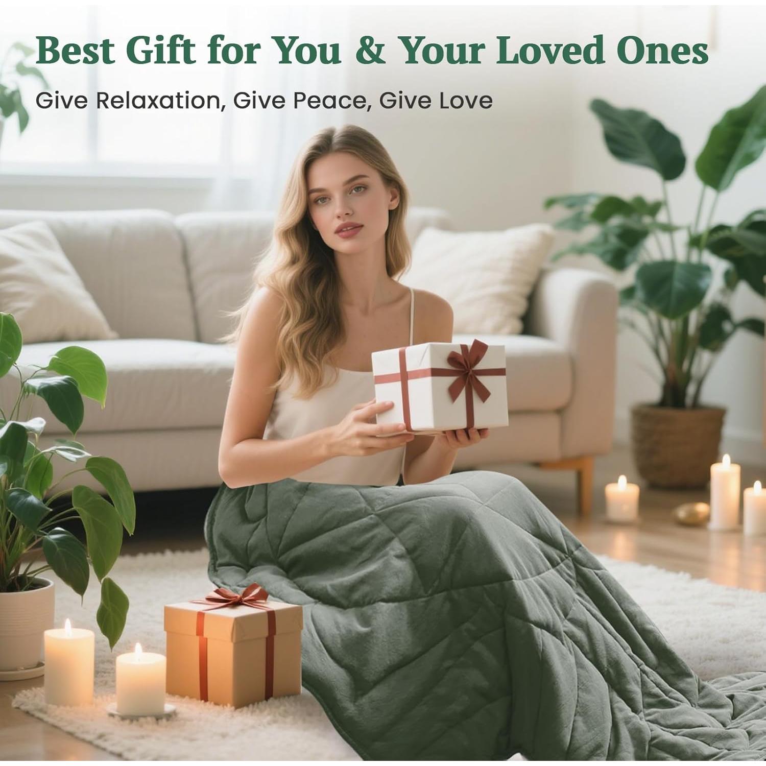 Manta con peso ZonLi 3.18 kg 132 x 109 cm Algodón Verde