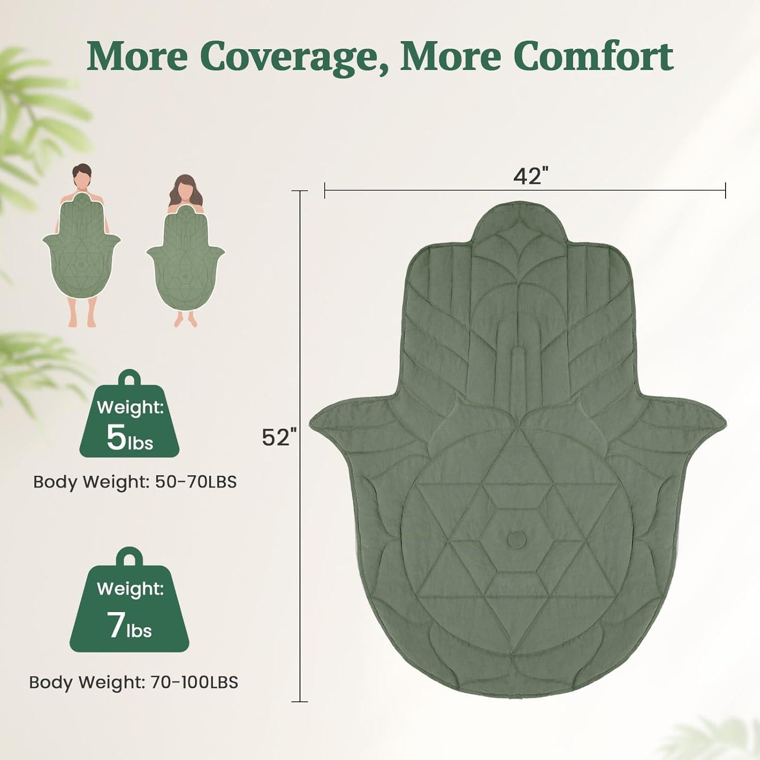 Manta con peso ZonLi 3.18 kg 132 x 109 cm Algodón Verde