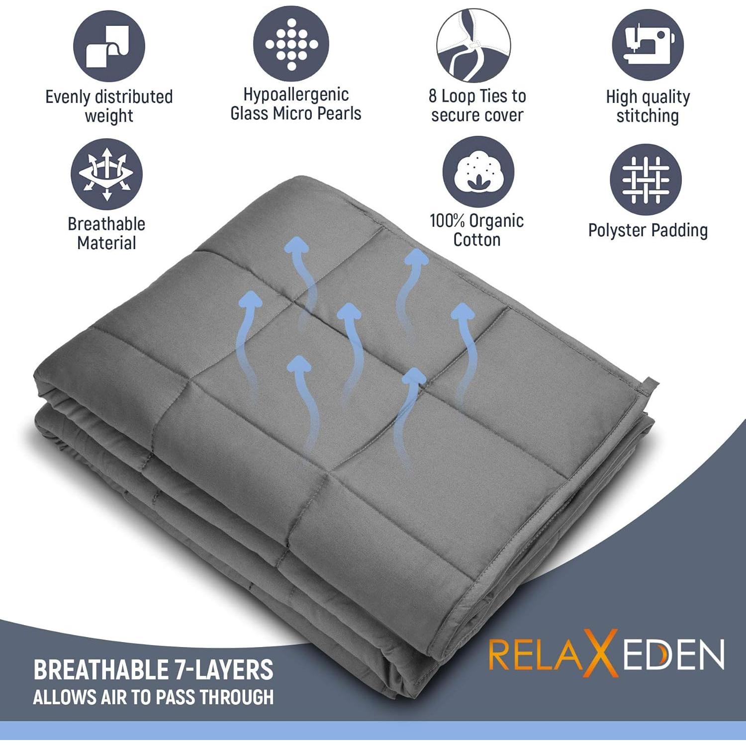 Manta con peso RelaxEden 6.8 kg 152x203 cm con funda lavable