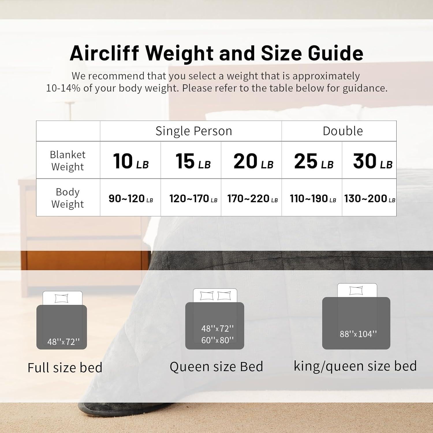 Manta con peso Aircliff 223.5x264.2 cm Gris para cama