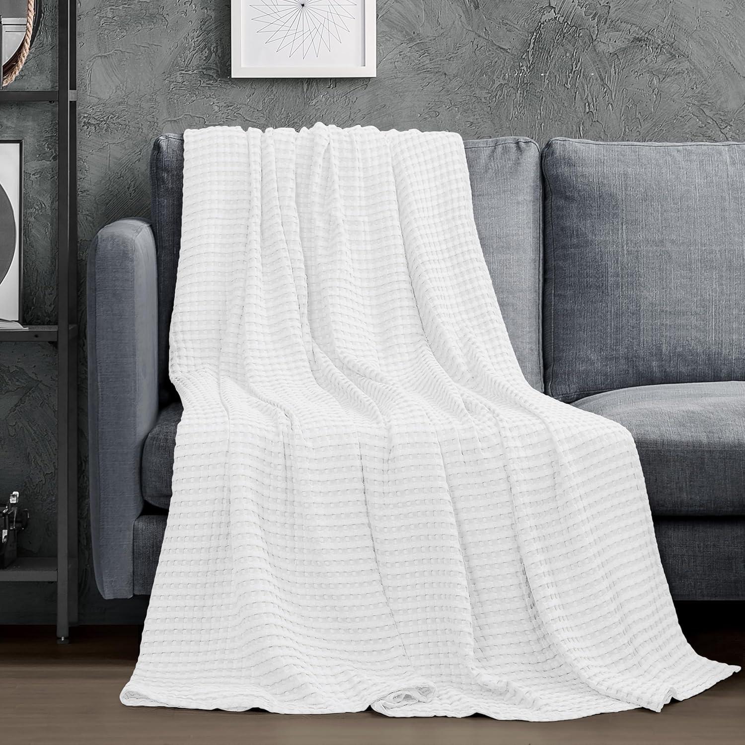 Manta de Waffle Blanca Utopia Bedding 100% Algodón 228.6x182.9 cm
