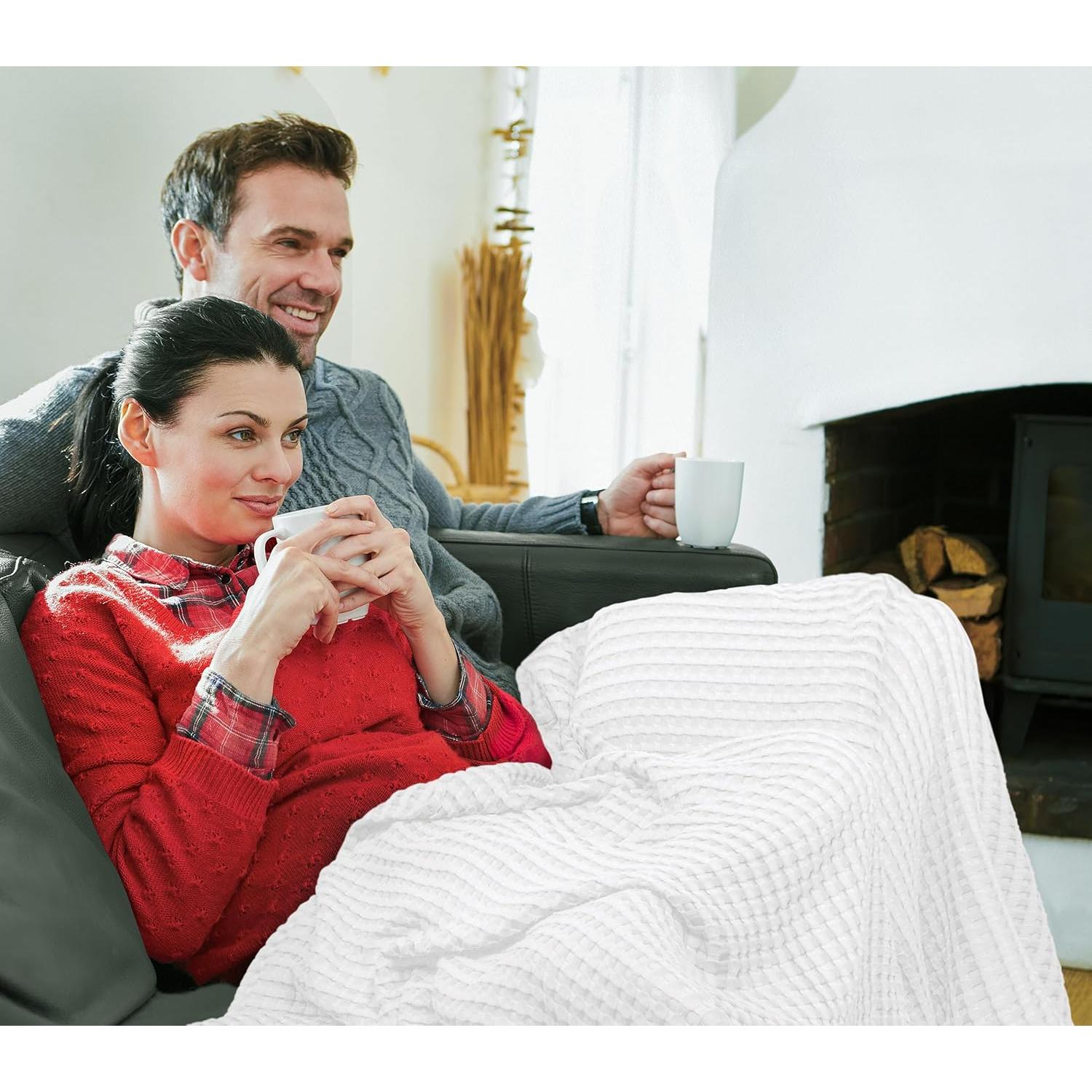 Manta de Waffle Blanca Utopia Bedding 100% Algodón 228.6x182.9 cm