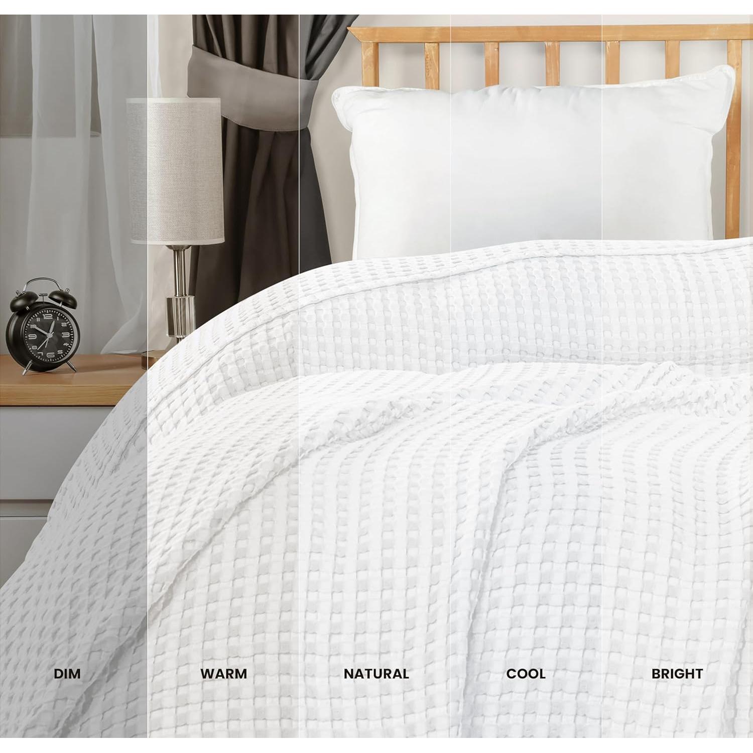 Manta de Waffle Blanca Utopia Bedding 100% Algodón 228.6x182.9 cm