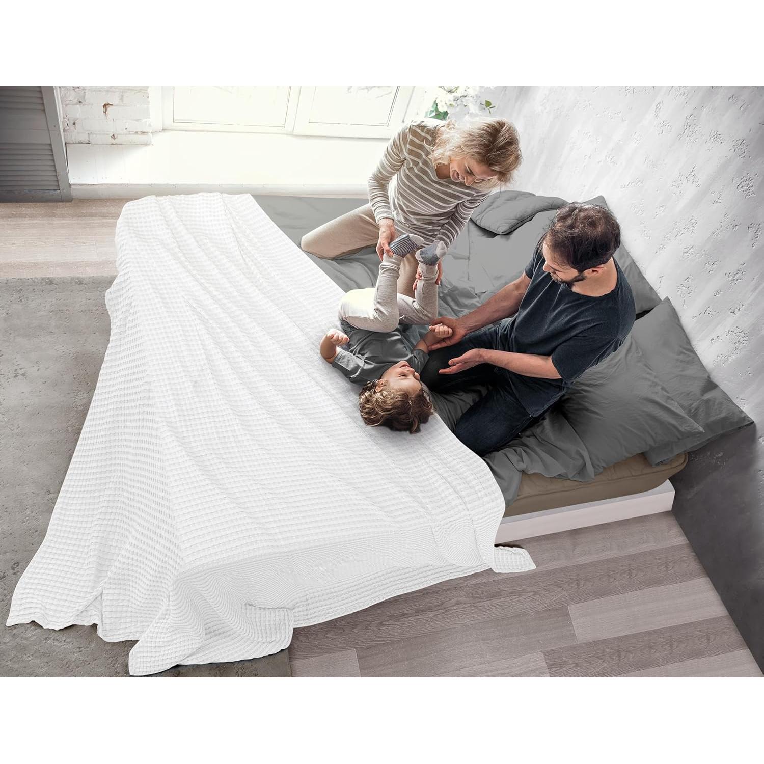 Manta de Waffle Blanca Utopia Bedding 100% Algodón 228.6x182.9 cm