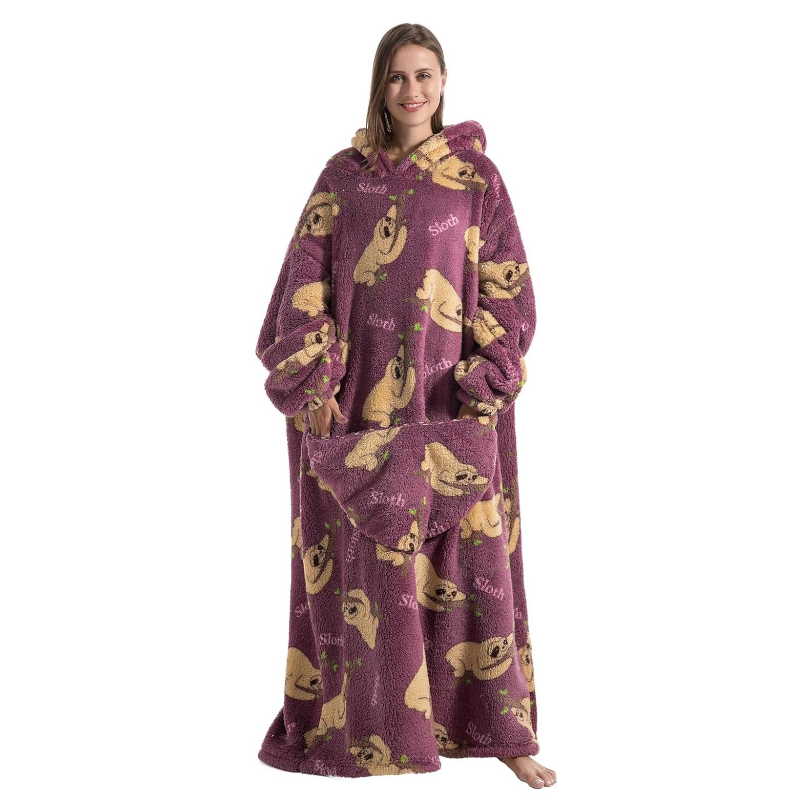 Sudadera con Manta Portátil Unisex - Franela y Sherpa, Color Perezoso