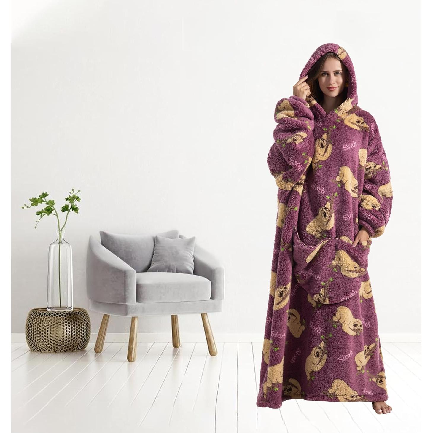 Sudadera con Manta Portátil Unisex - Franela y Sherpa, Color Perezoso