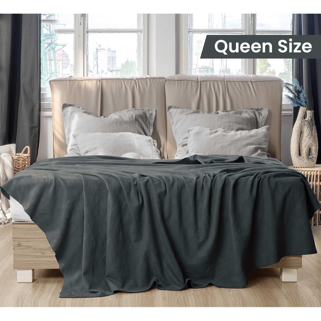 Manta de Algodón 100% Utopia Bedding Queen Gris Humo 228.6x228.6 cm