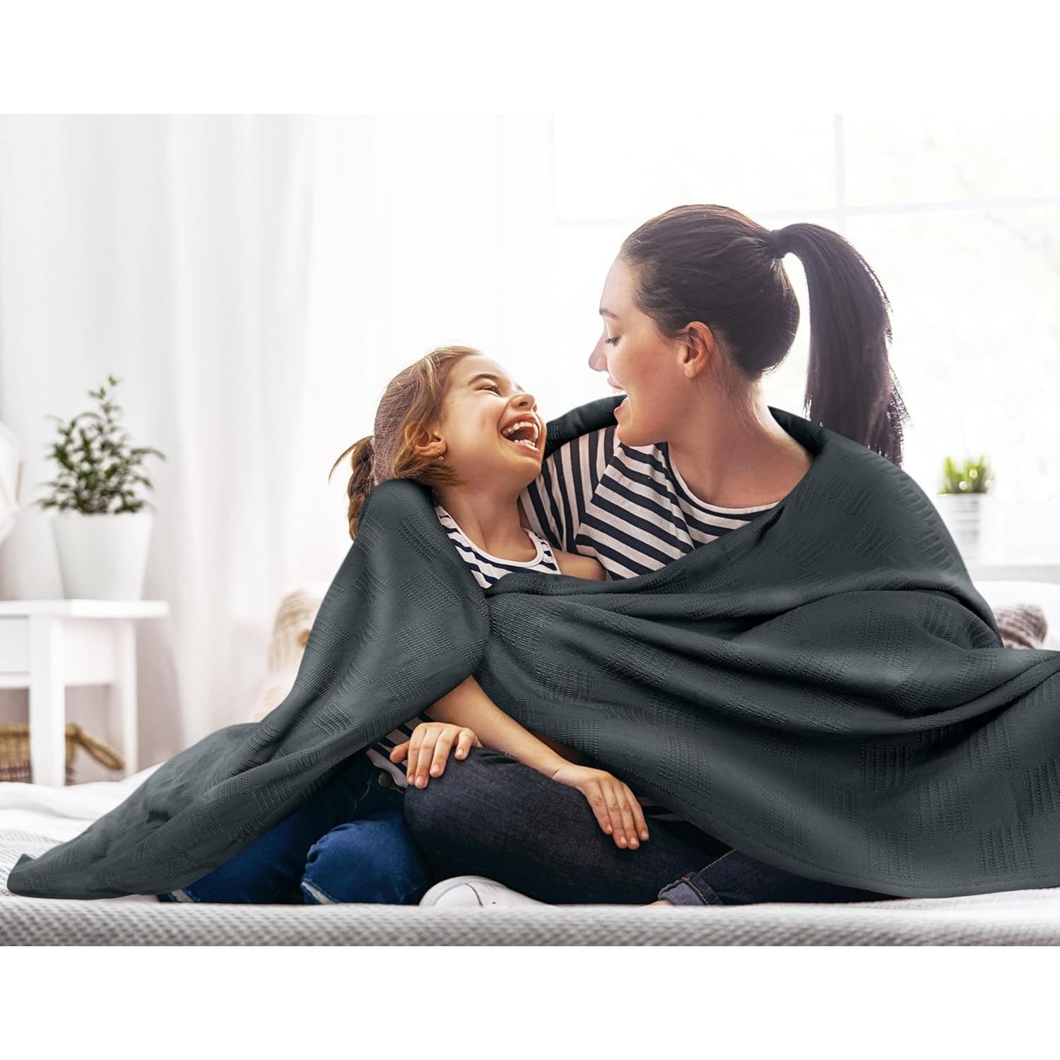 Manta de Algodón 100% Utopia Bedding Queen Gris Humo 228.6x228.6 cm