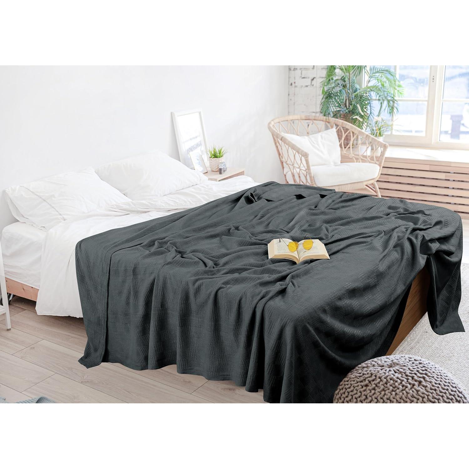 Manta de Algodón 100% Utopia Bedding Queen Gris Humo 228.6x228.6 cm