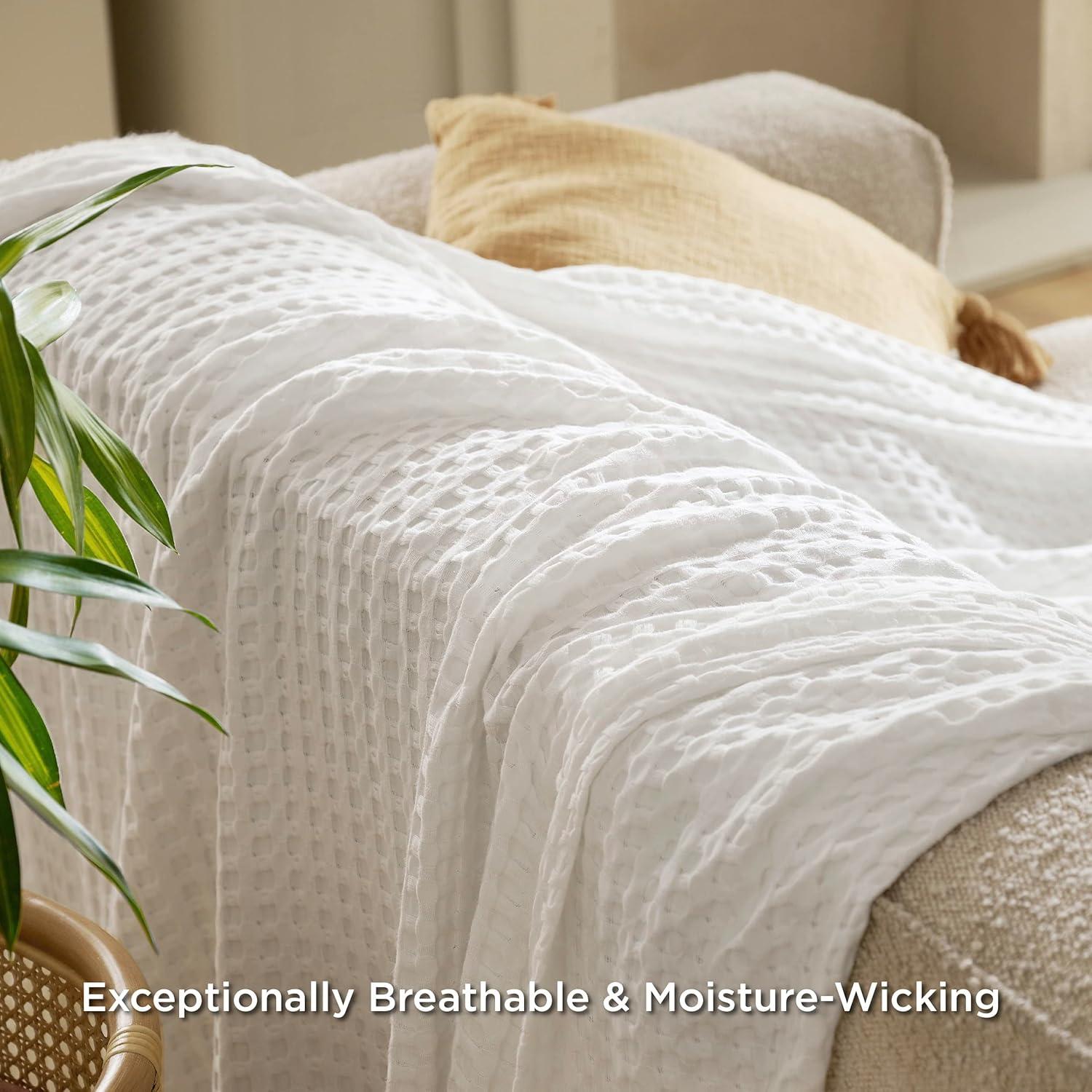 Manta Refrigerante King Bedsure Algodón y Bambú Marfil 264x229 cm