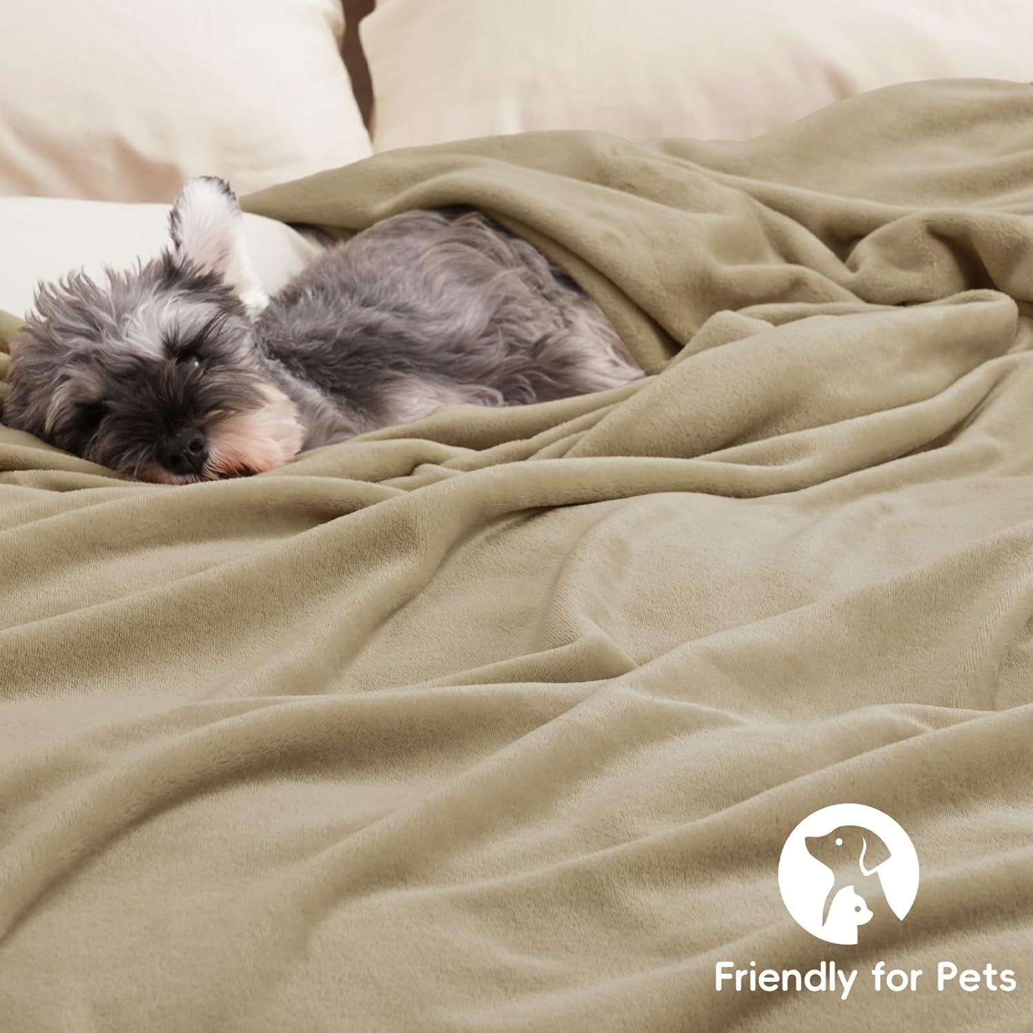 Manta de forro polar PHF Queen 228.6x228.6 cm caqui 300GSM