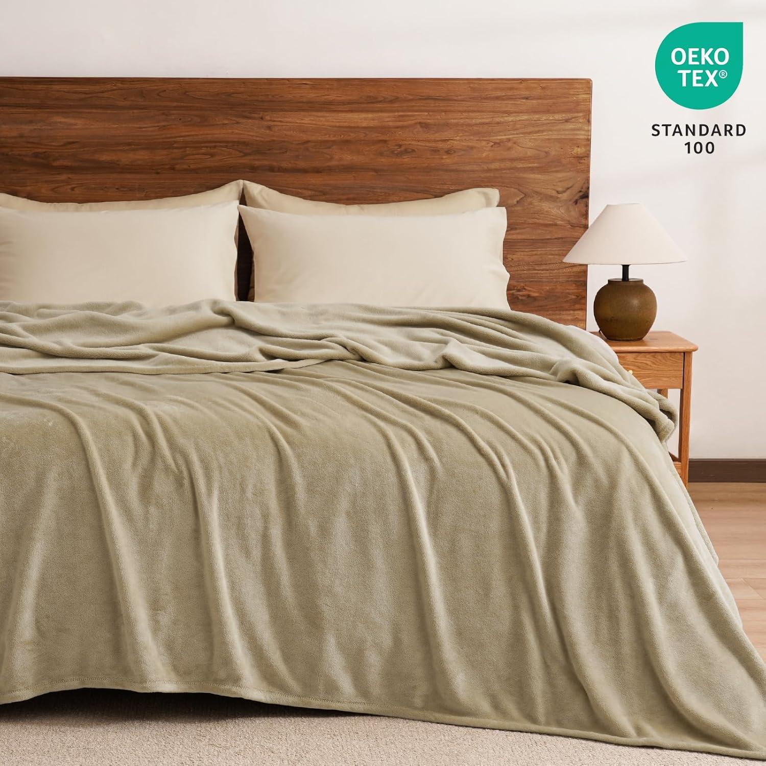 Manta de forro polar PHF Queen 228.6x228.6 cm caqui 300GSM