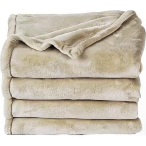 Manta de forro polar PHF Queen 228.6x228.6 cm caqui 300GSM