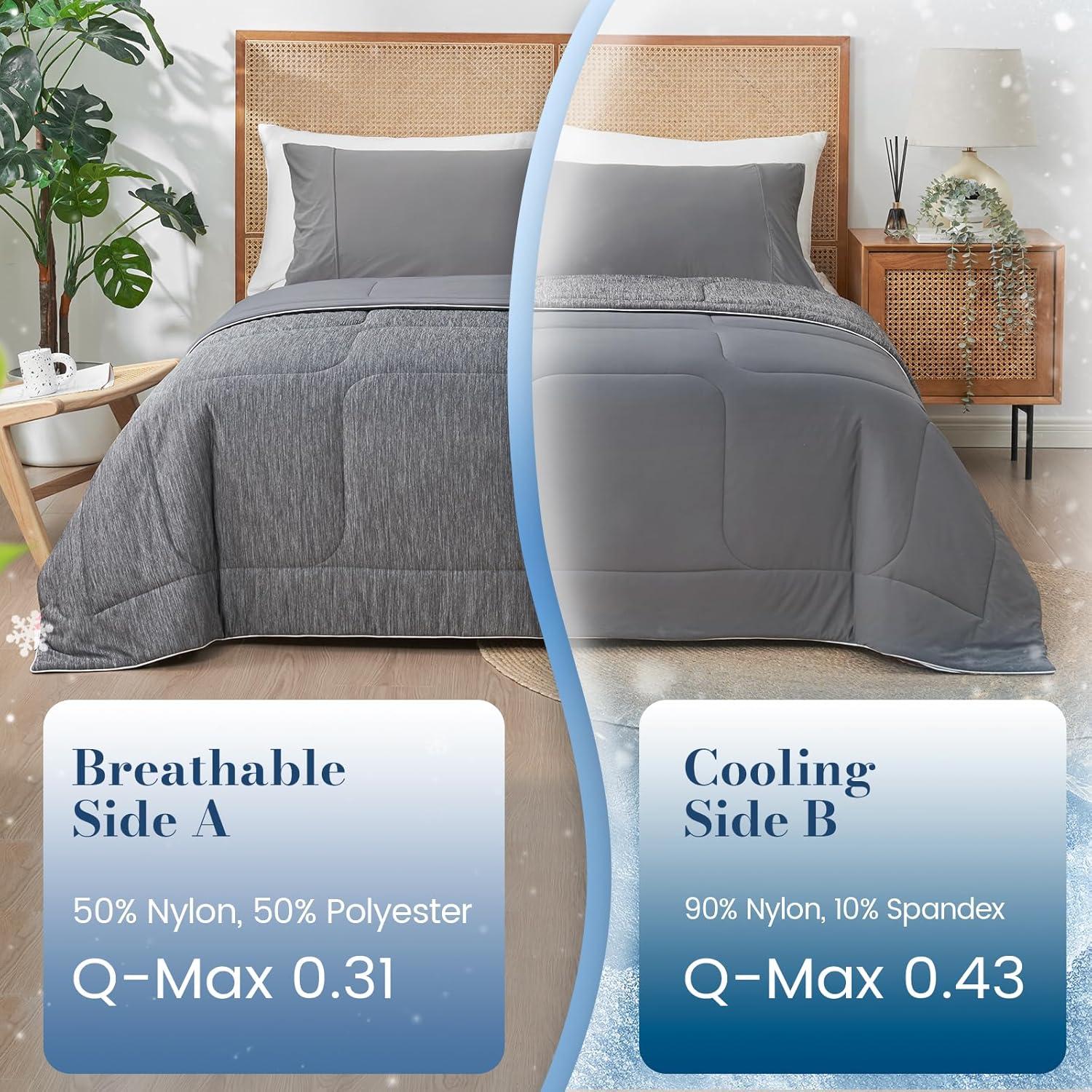 Colcha de Enfriamiento Amélie Queen Gris Carbón Transpirable