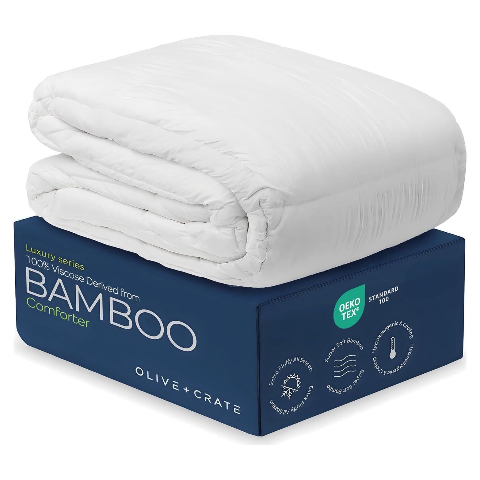 Edredón Queen Oliva + Caja 100% Viscosa de Bambú Hipoalergénico