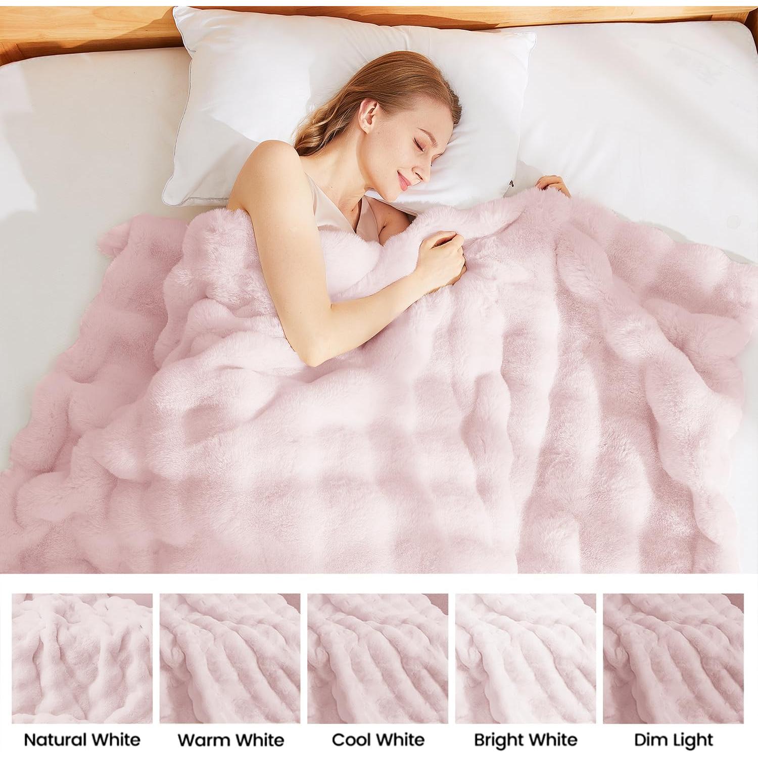 Manta de piel sintética Latepis rosa 127x152cm burbuja suave