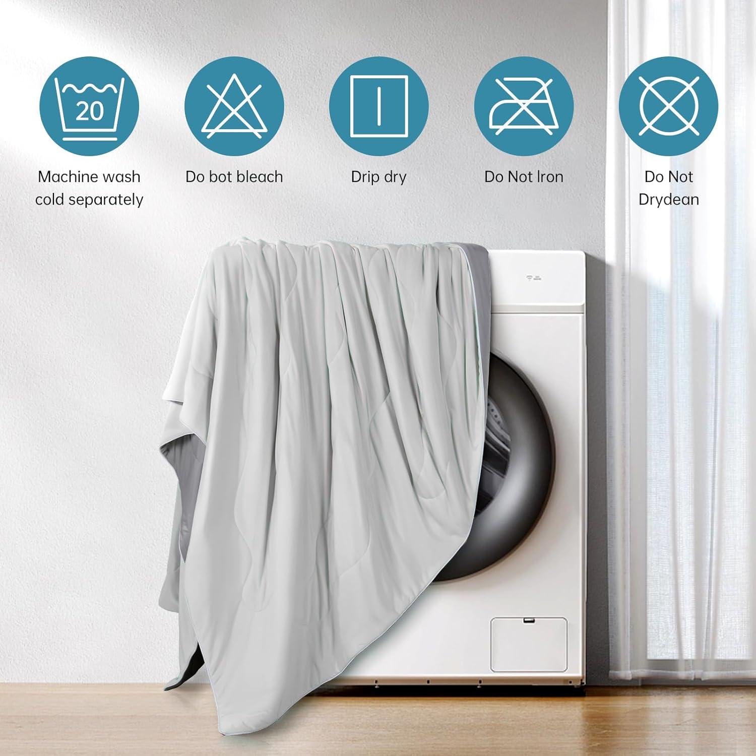 Edredón Refrigerante EASELAND Reina 90x90 cm Gris Doble Cara