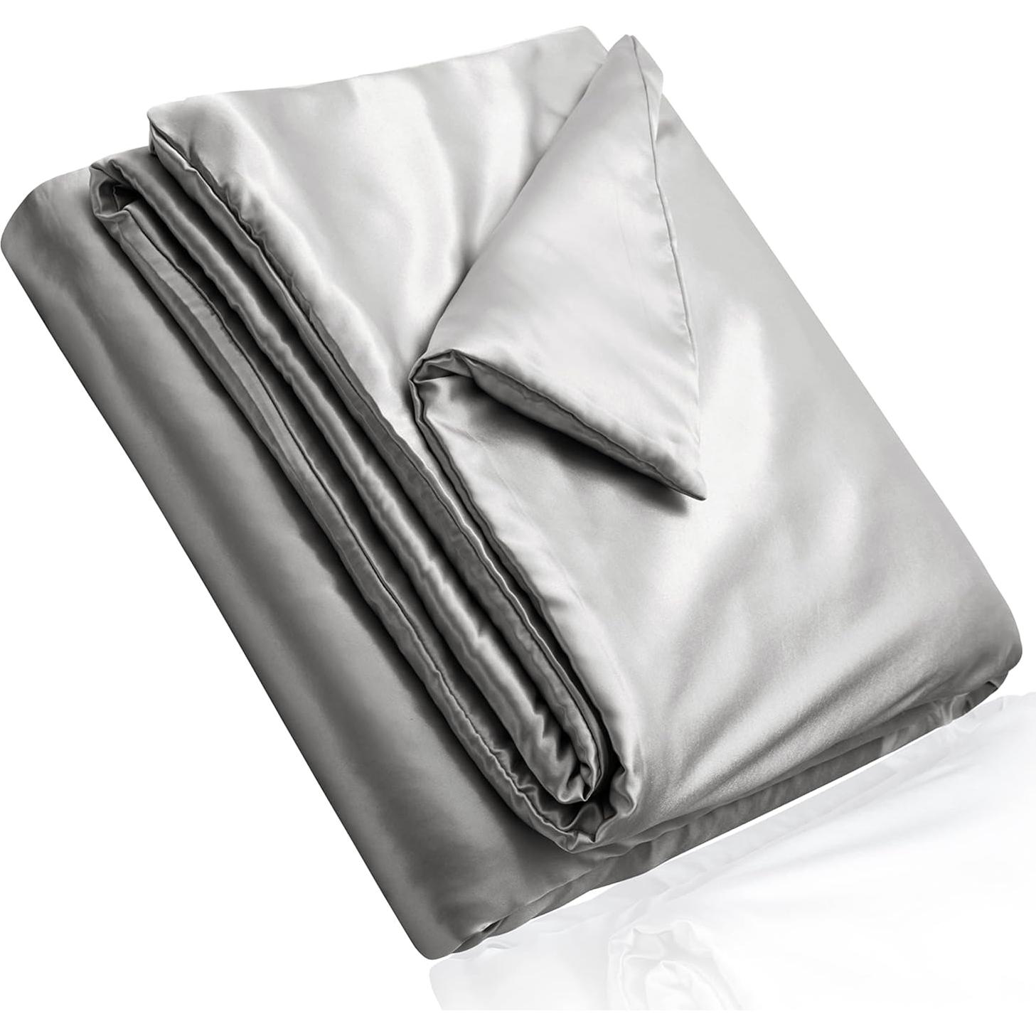 Funda de Edredón Homiest 152x203 cm Satén Gris Claro