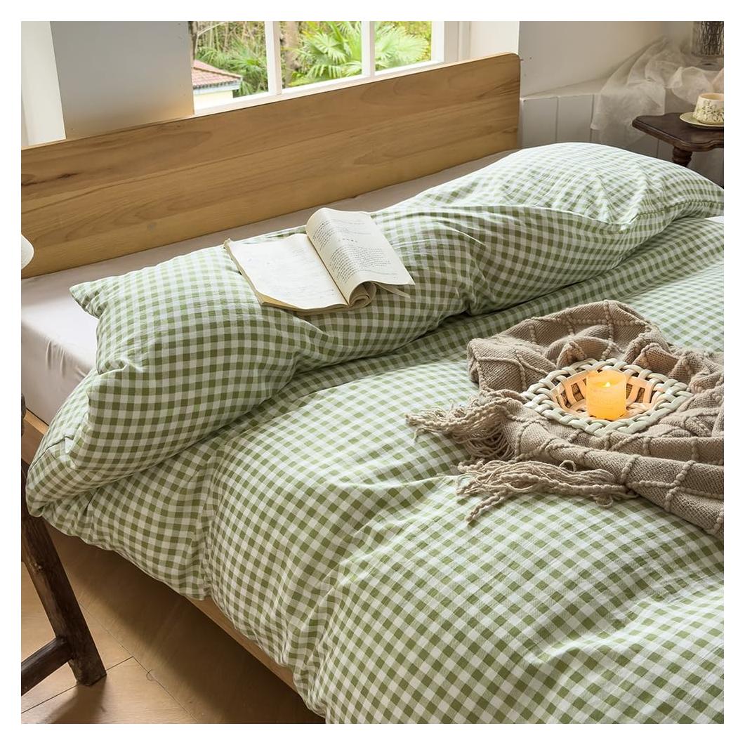 Funda de Duvet Microfibra Gingham Verde Salvia 121.92x182.88cm