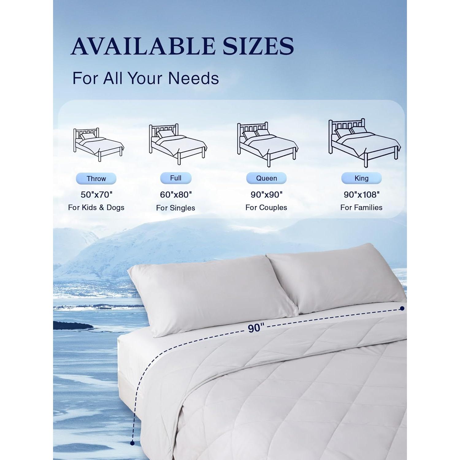 Manta Refrigerante ZonLi King 90x108" Gris Bruma Transpirable