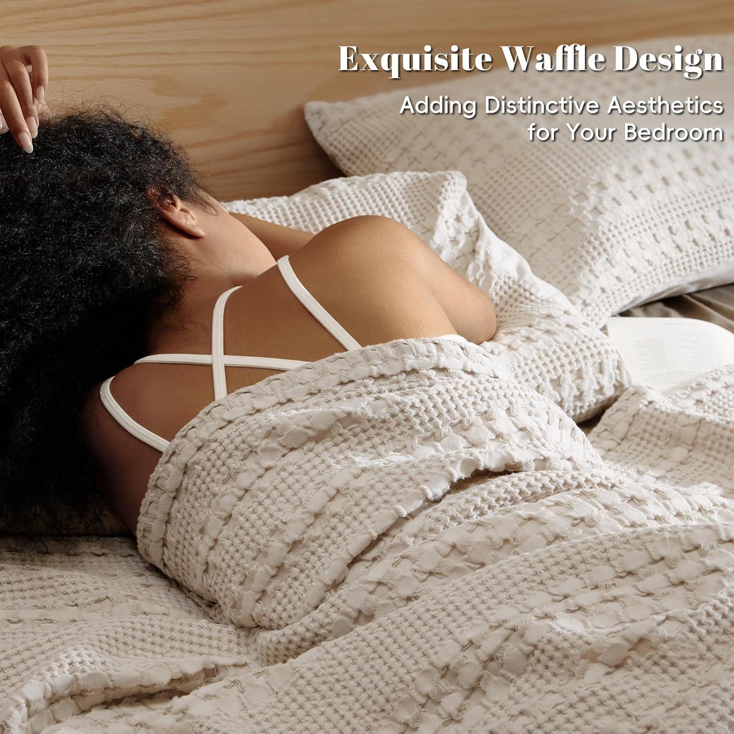 Manta Waffle de Algodón PHF Individual 167.64x228.6cm Avena