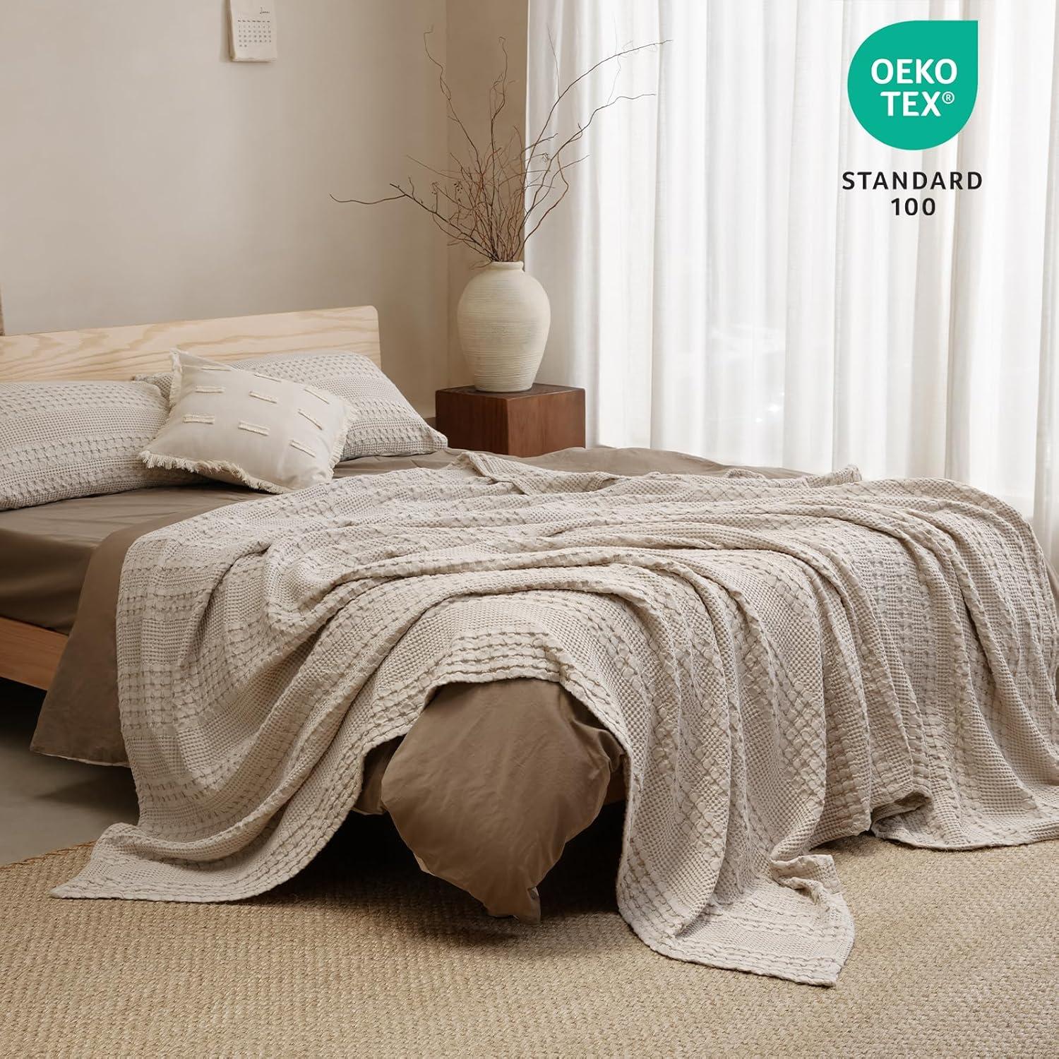 Manta Waffle de Algodón PHF Individual 167.64x228.6cm Avena
