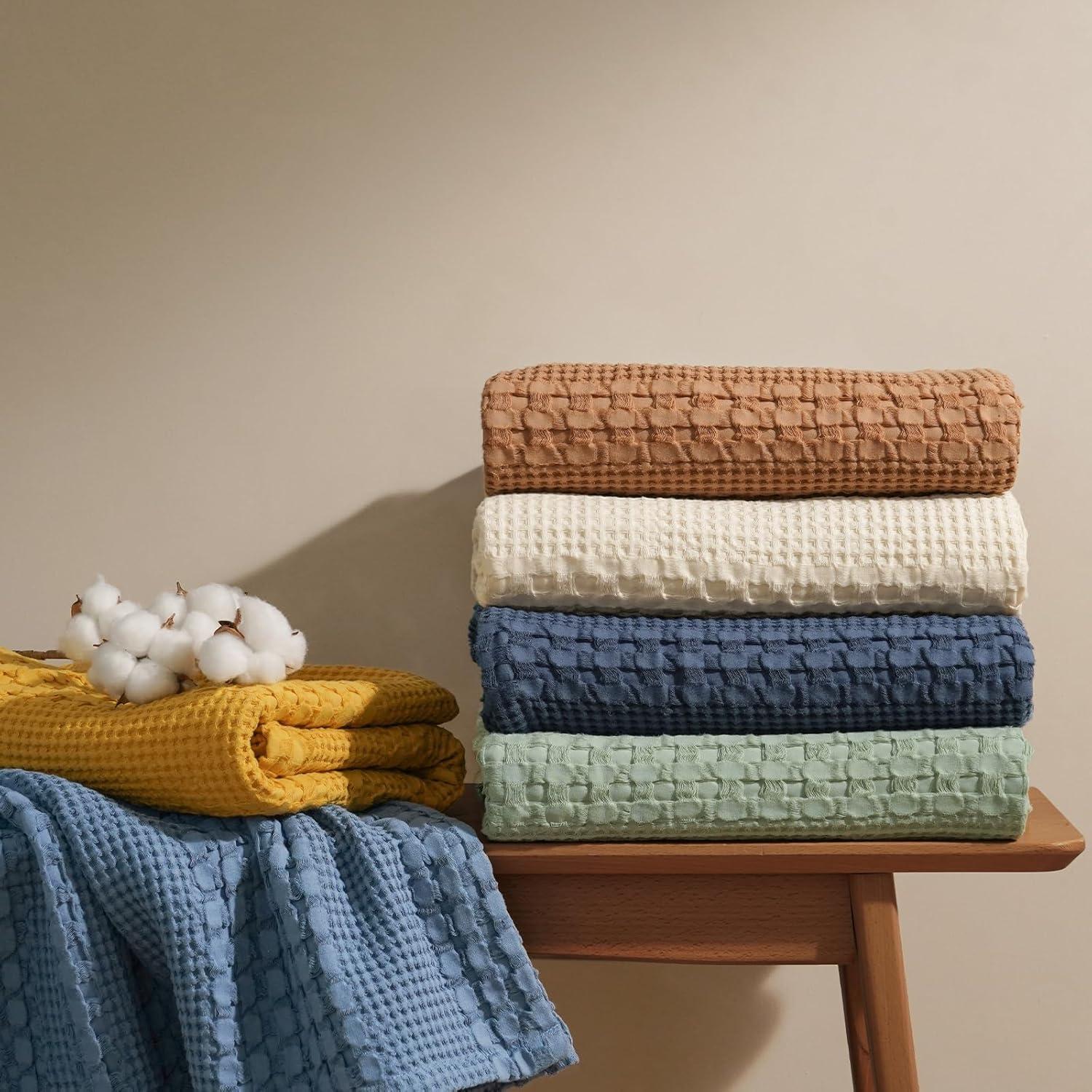 Manta Waffle de Algodón PHF Individual 167.64x228.6cm Avena