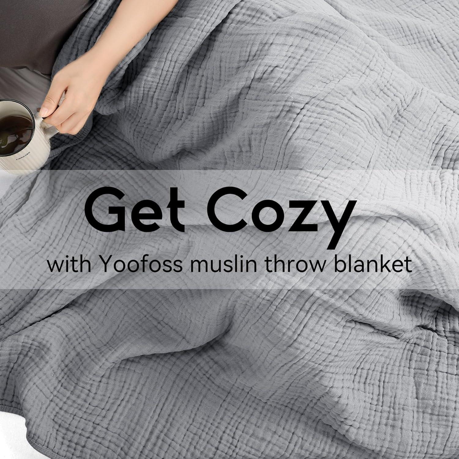 Manta de Muselina Yoofoss 100% Algodón Orgánico Gris 152x203 cm