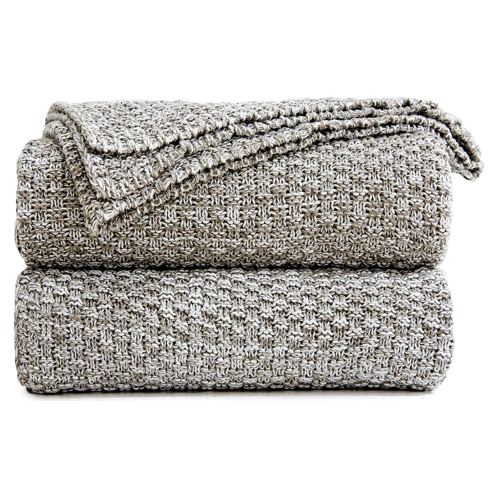 Manta de punto Longhui 100% algodón gris 152x203 cm lavable