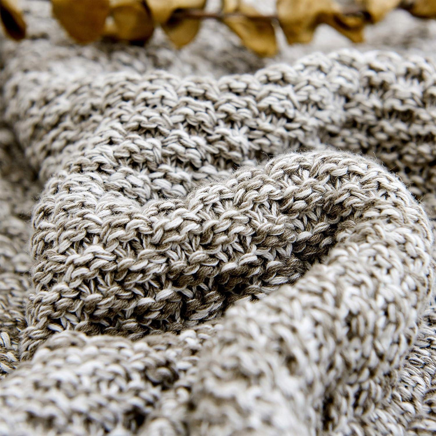 Manta de punto Longhui 100% algodón gris 152x203 cm lavable