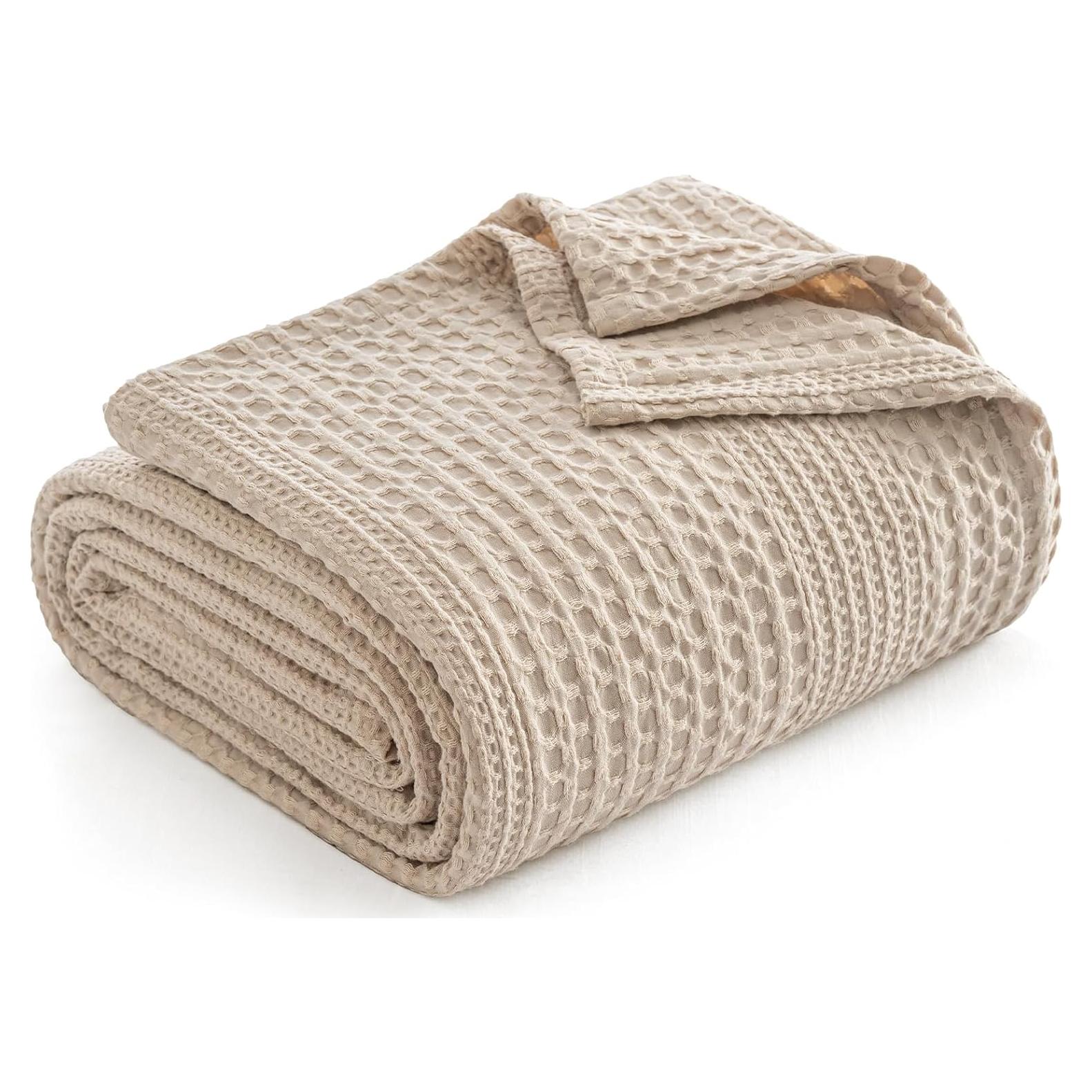 Manta Waffle Ligera PHF King 264x229 cm Beige Claro