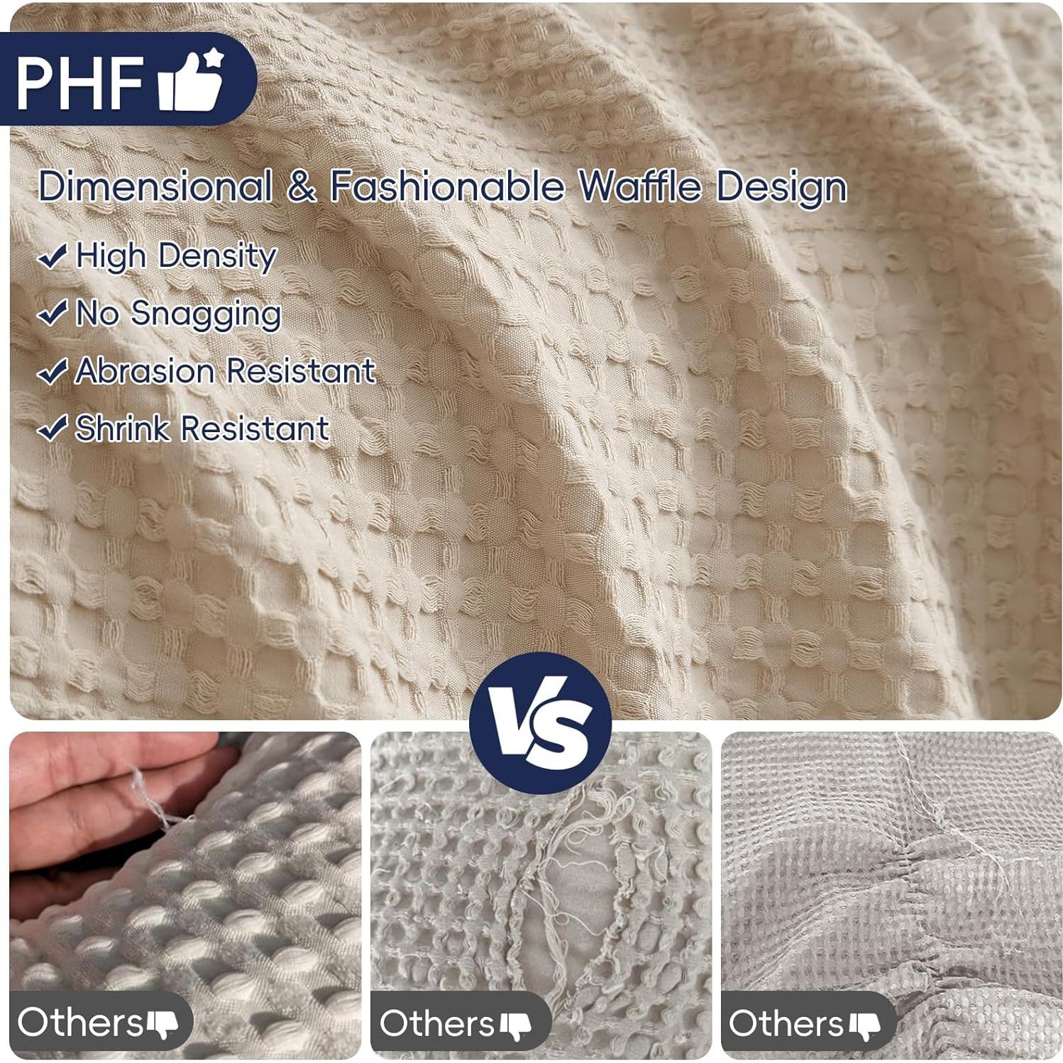 Manta Waffle Ligera PHF King 264x229 cm Beige Claro