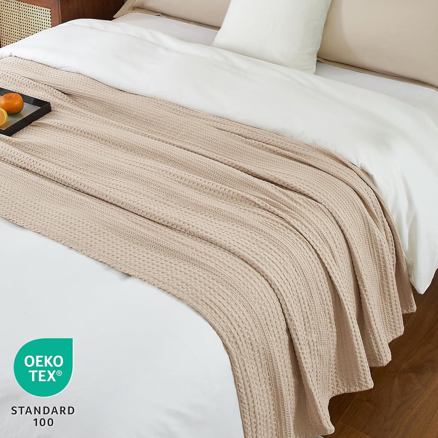 Manta Waffle Ligera PHF King 264x229 cm Beige Claro