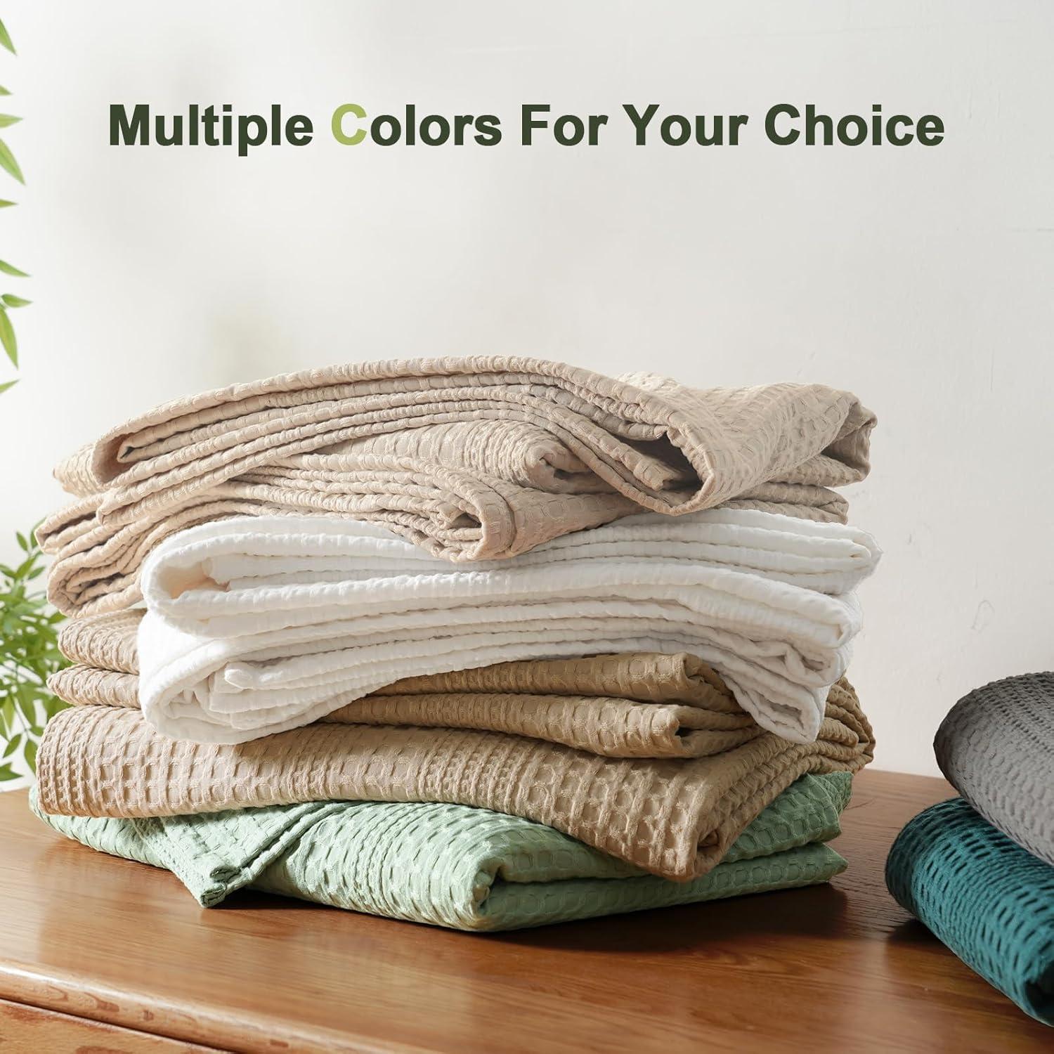 Manta Waffle Ligera PHF King 264x229 cm Beige Claro