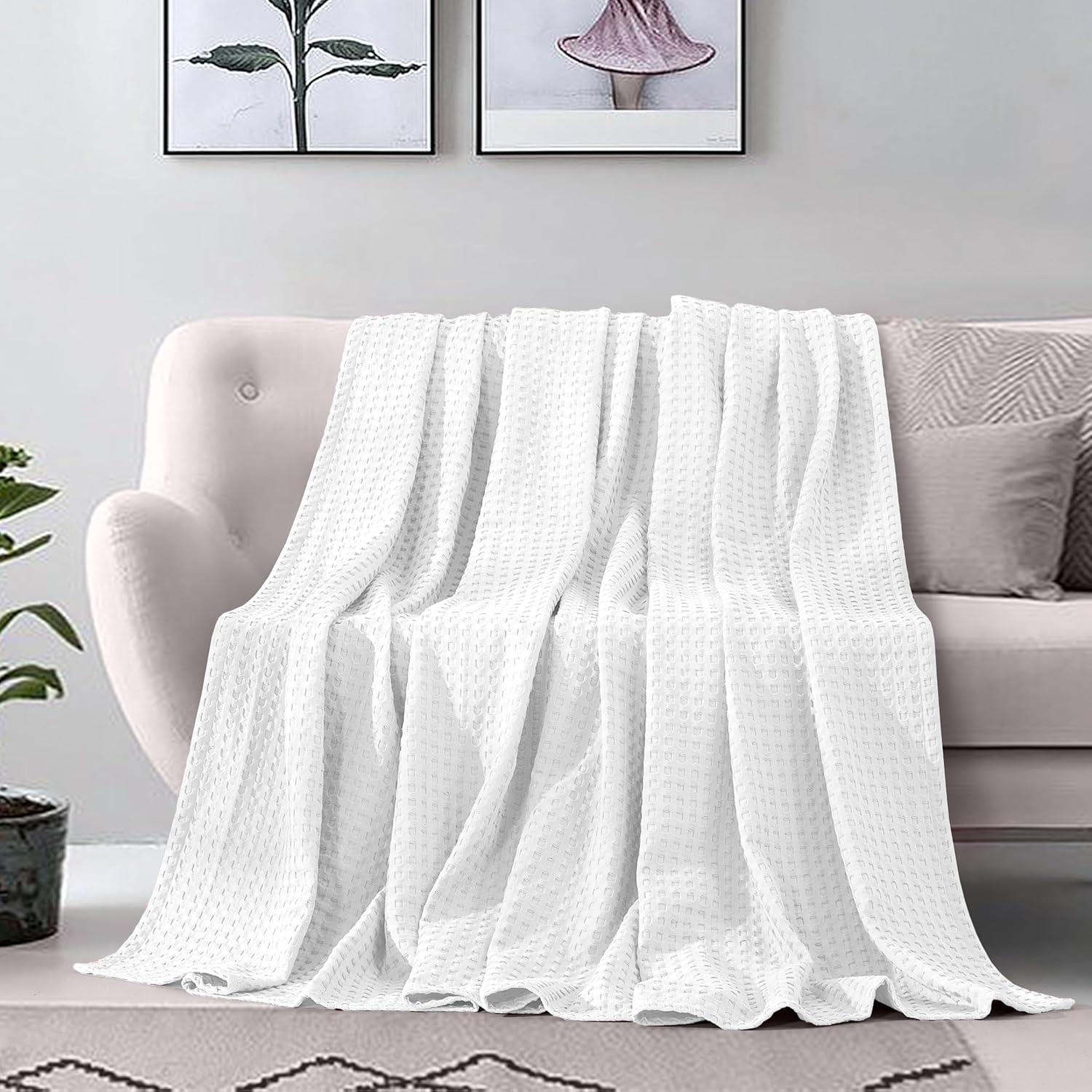 Manta Waffle 100% Algodón Elegant Comfort King Blanca 229x274 cm
