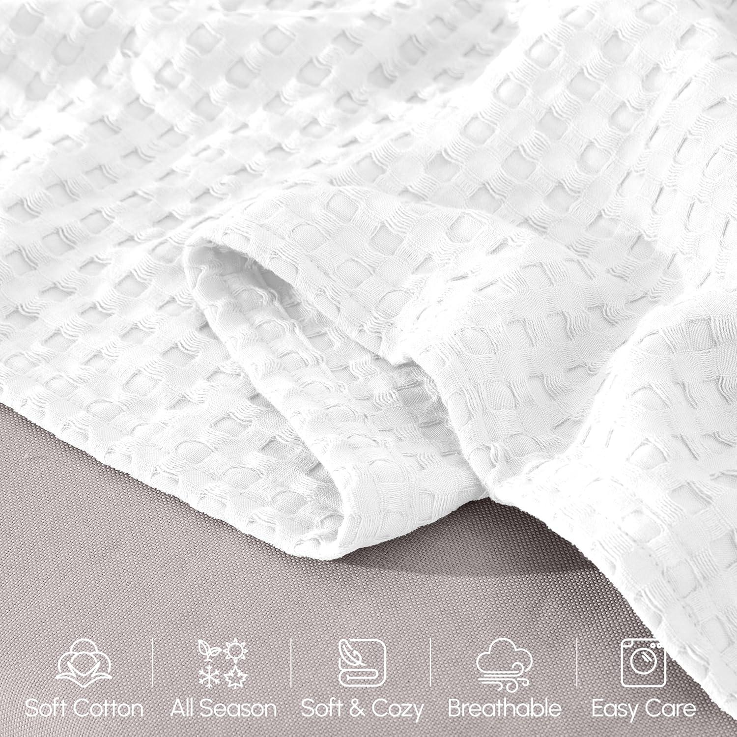 Manta Waffle 100% Algodón Elegant Comfort King Blanca 229x274 cm